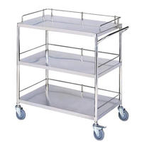 Durable Stainless Steel Three Shevels Medical Instrument Trolley with wheels - DR-318