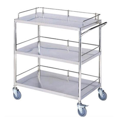 Durable Stainless Steel Three Shevels Medical Instrument Trolley with wheels - DR-318
